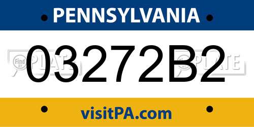03272B2 Pennsylvania License Plate