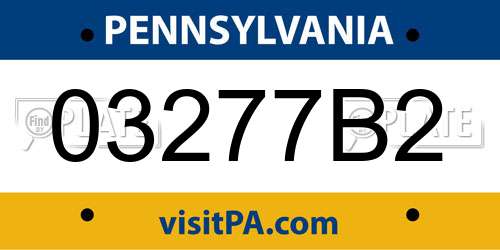 03277B2 Pennsylvania License Plate
