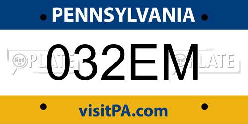032EM Pennsylvania License Plate