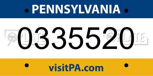 0335520 Pennsylvania License Plate