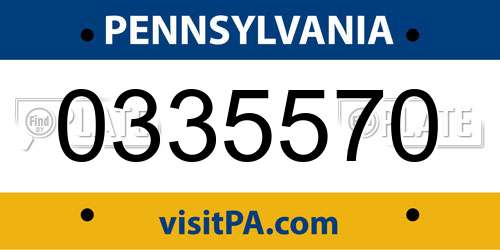 0335570 Pennsylvania License Plate