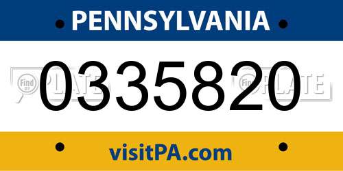 0335820 Pennsylvania License Plate