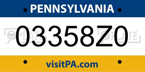 03358Z0 Pennsylvania License Plate