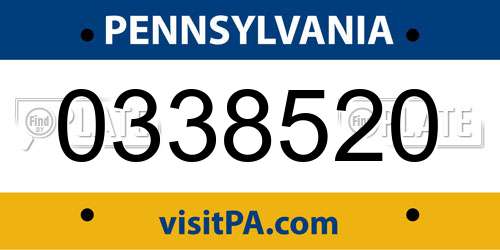 0338520 Pennsylvania License Plate
