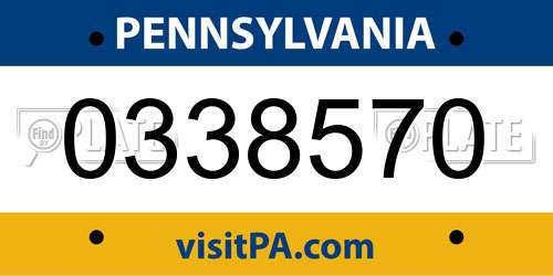 0338570 Pennsylvania License Plate