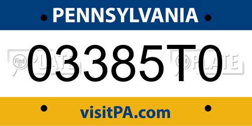 03385T0 Pennsylvania License Plate