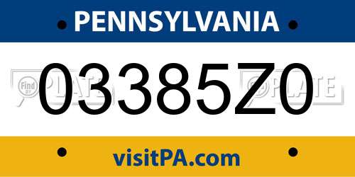 03385Z0 Pennsylvania License Plate