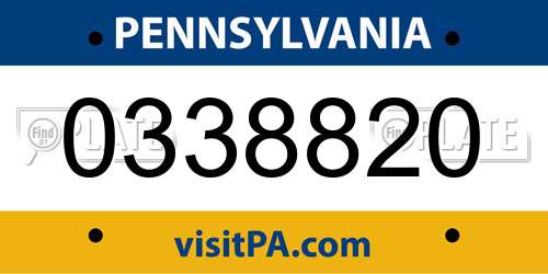 0338820 Pennsylvania License Plate