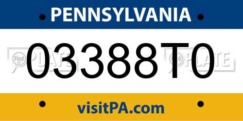 03388T0 Pennsylvania License Plate
