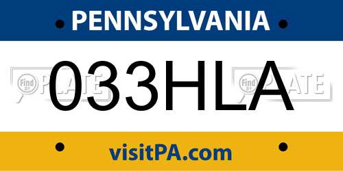 033HLA Pennsylvania License Plate