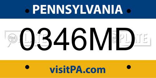 0346MD Pennsylvania License Plate