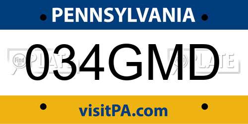 034GMD Pennsylvania License Plate