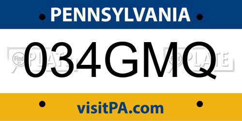 034GMQ Pennsylvania License Plate