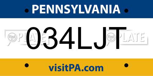 034LJT Pennsylvania License Plate