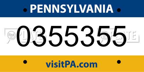 0355355 Pennsylvania License Plate