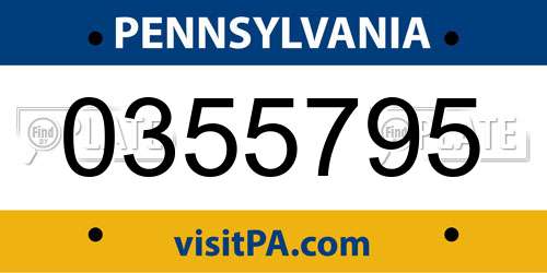 0355795 Pennsylvania License Plate