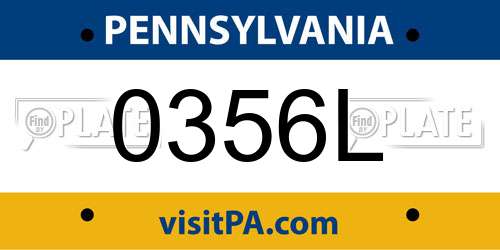 0356L Pennsylvania License Plate