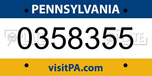 0358355 Pennsylvania License Plate