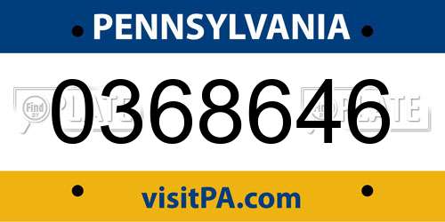 0368646 Pennsylvania License Plate