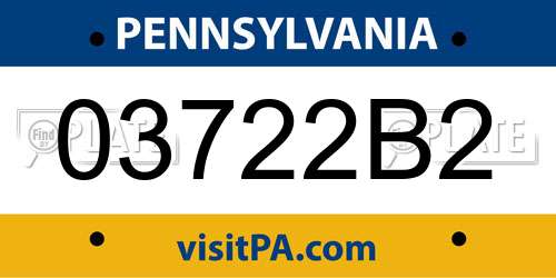 03722B2 Pennsylvania License Plate