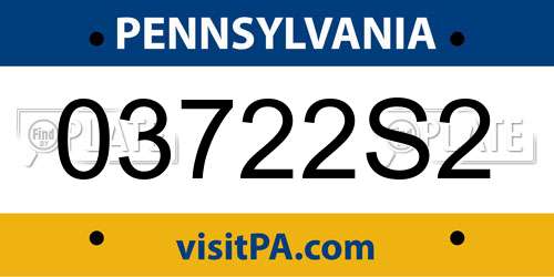 03722S2 Pennsylvania License Plate