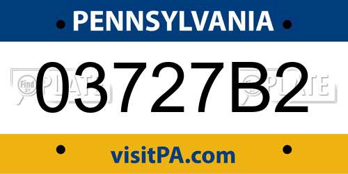 03727B2 Pennsylvania License Plate