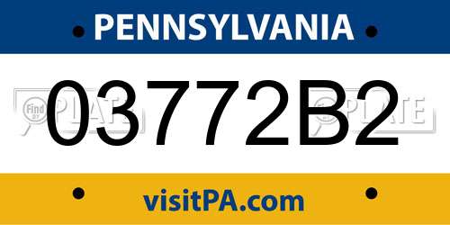03772B2 Pennsylvania License Plate