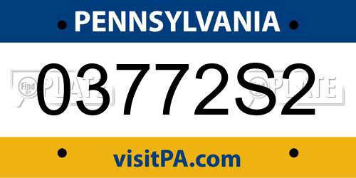 03772S2 Pennsylvania License Plate