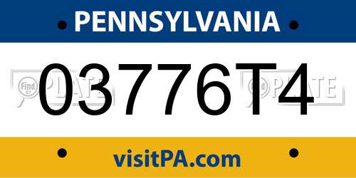 03776T4 Pennsylvania License Plate