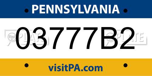 03777B2 Pennsylvania License Plate