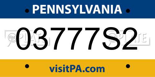 03777S2 Pennsylvania License Plate