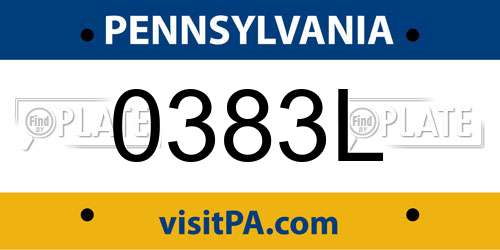 0383L Pennsylvania License Plate