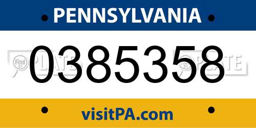 0385358 Pennsylvania License Plate