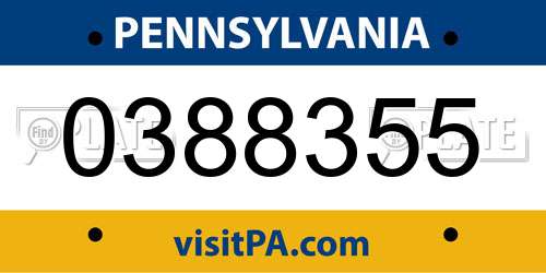 0388355 Pennsylvania License Plate