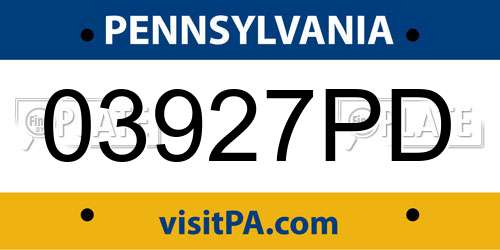 03927PD Pennsylvania License Plate