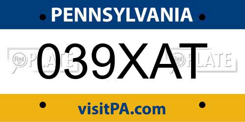 039XAT Pennsylvania License Plate