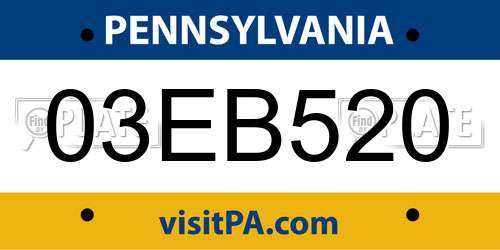 03EB520 Pennsylvania License Plate