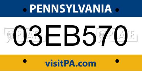 03EB570 Pennsylvania License Plate