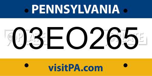 03EO265 Pennsylvania License Plate