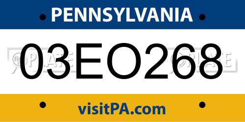 03EO268 Pennsylvania License Plate