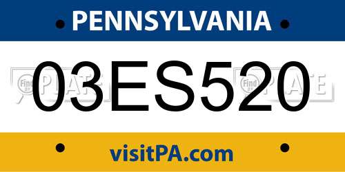03ES520 Pennsylvania License Plate