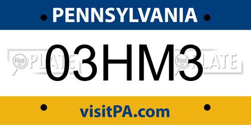 03HM3 Pennsylvania License Plate