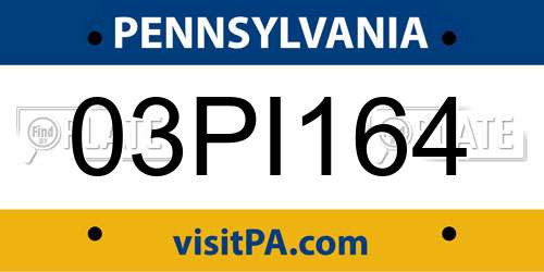 03PI164 Pennsylvania License Plate