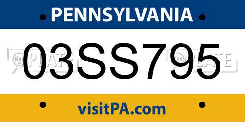 03SS795 Pennsylvania License Plate