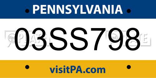 03SS798 Pennsylvania License Plate