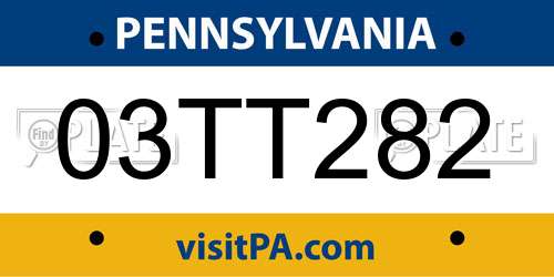 03TT282 Pennsylvania License Plate