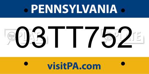 03TT752 Pennsylvania License Plate