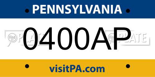 0400AP Pennsylvania License Plate