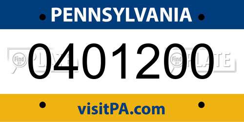 0401200 Pennsylvania License Plate