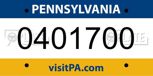 0401700 Pennsylvania License Plate